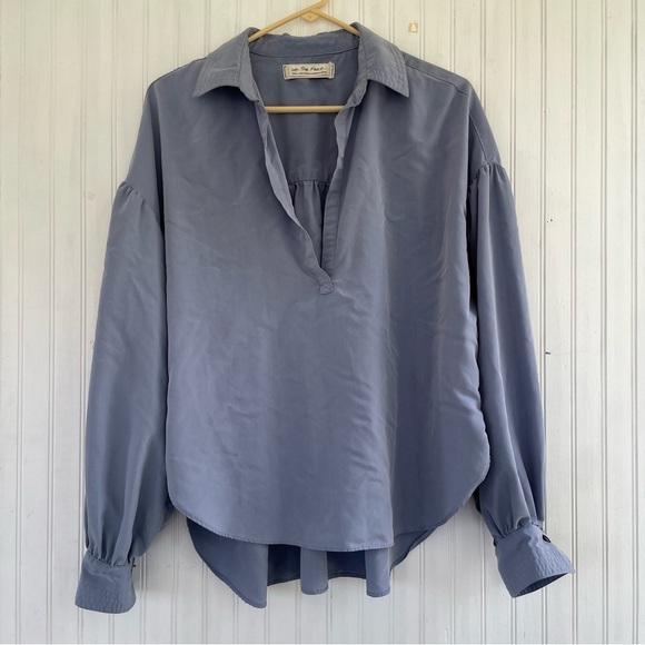 Free People We the Free Love Until Tomorrow Top Oversized Sky Blue Size Small - Picture 2 of 8
